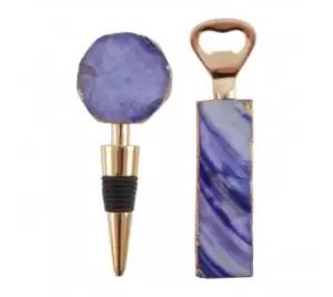 image of Olivia's Ava Bottle Opener And Stopper Set Blue / Blue Agate