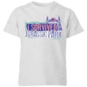 image of Jurassic Park I Survived Jurassic Park Kids T-Shirt - Grey - 11-12 Years