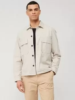 Image of Calvin Klein Cotton Nylon Overshirt, Beige, Size L, Men