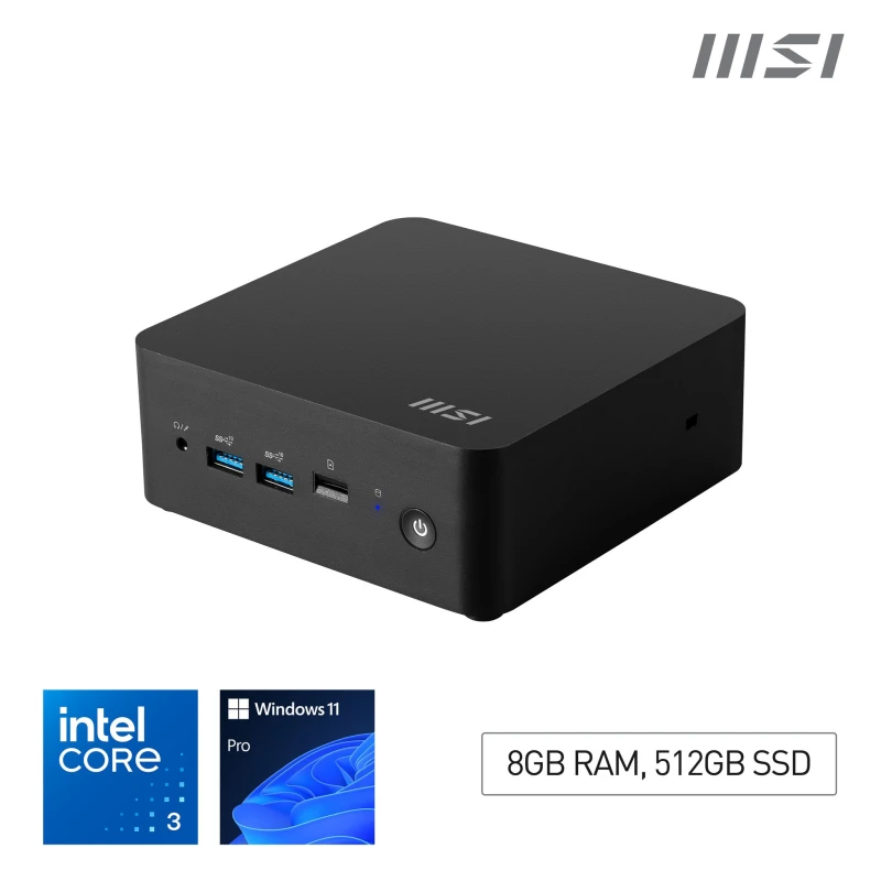 Image of MSI Cubi NUC 1M Mini PC, Core 3 100U, 8GB RAM, 512GB SSD, Windows 11