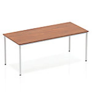 Image of Impulse Straight Table 1800 Walnut Box Frame Leg Silver