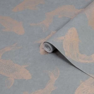 Image of Boutique Grey Pisces Metallic effect Smooth Wallpaper