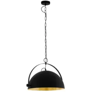 image of Covaleda Dome Pendant Ceiling Light Black, Gold - Eglo