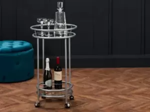 Image of LPD Collins Glass and Silver Drinks Trolley Flat Packed