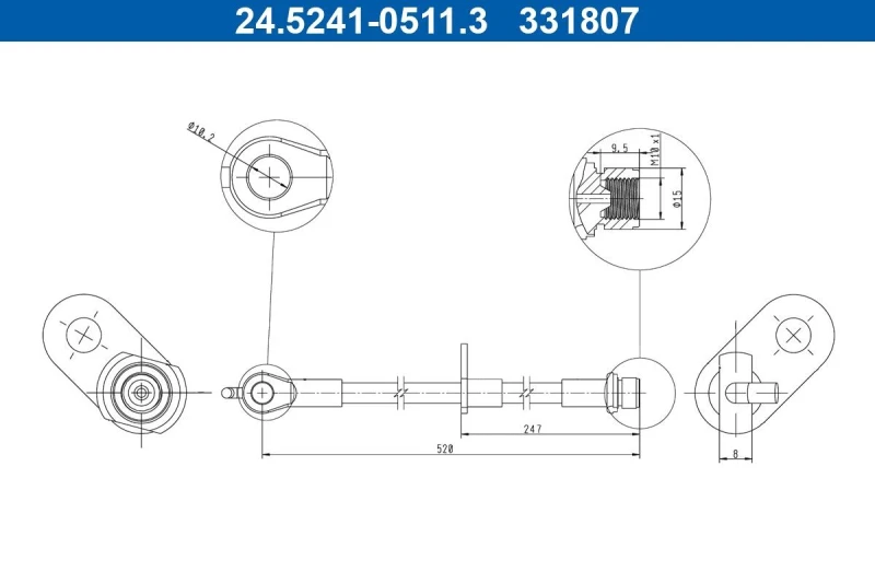 Image of ATE 24.5241-0511.3 Brake Hose without banjo bolt Brake Hose (83)