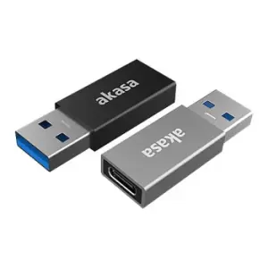 Image of Akasa USB Type-A Male to USB Type-C Female Adapter Black/Space Grey