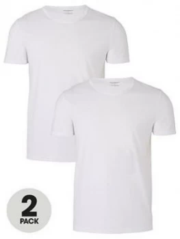 Image of Emporio Armani 2 Pack Cotton Lounge T-Shirts White Size L Men