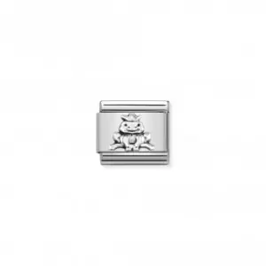 Image of Nomination Composable Classic Oxidized Frog Crown Link 330101/36