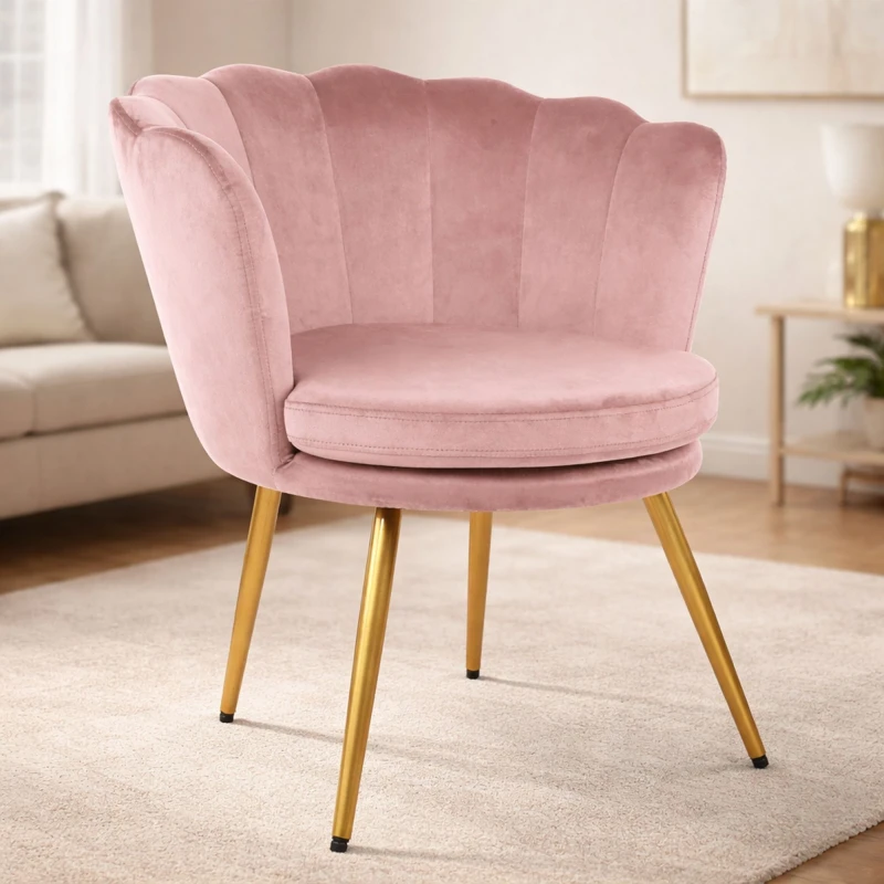 Image of RAYGAR Genesis flora Petal Back Scallop Chair - Silver Pink RG1415