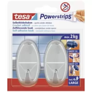Image of tesa POWERSTRIPS Large Oval adhesive hook Chrome Content: 2 pc(s)
