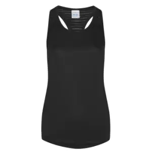Image of AWDis Just Cool Womens/Ladies Girlie Smooth Workout Sleeveless Vest (XL) (Jet Black)
