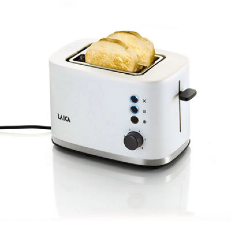 Image of LAICA DualFlo 2 Slice Toaster, Defrost & Reheat Functions, 6 Browning Setting White unisex