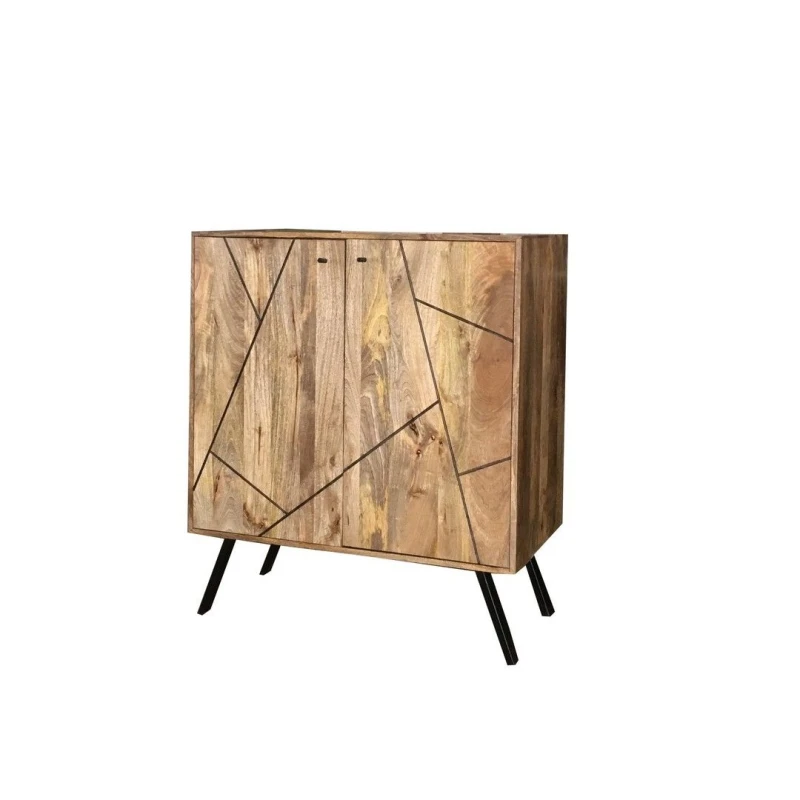Image of Jaipur Furniture Ltd Amar Wine Rack/Bar - Iron Base - Mango Wood/Iron - L46 x W90 x H99cm - Light Finish - Assembly Required in Brown Brown Unisex