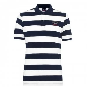 Paul And Shark Crew Basic Stripe Polo Shirt - White/Navy