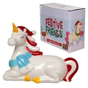 image of Christmas Unicorn Ceramic Money Box