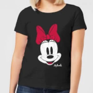 Disney Mickey Mouse Minnie Face Womens T-Shirt - Black