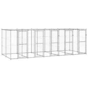 Image of Vidaxl Outdoor Dog Kennel Galvanised Steel With Roof 12.1 M