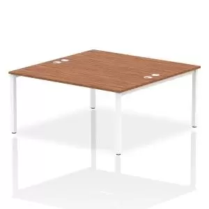 image of Impulse Bench B2B 2 Person 1600 White Frame Office Bench Desk Walnut