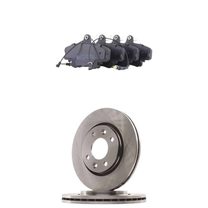 Image of RIDEX 3405B3184 Brake disc and pads set Front Axle, Brake Disc Type: internally vented, incl. wear warning contact Brake Set,disc brakes (3405)