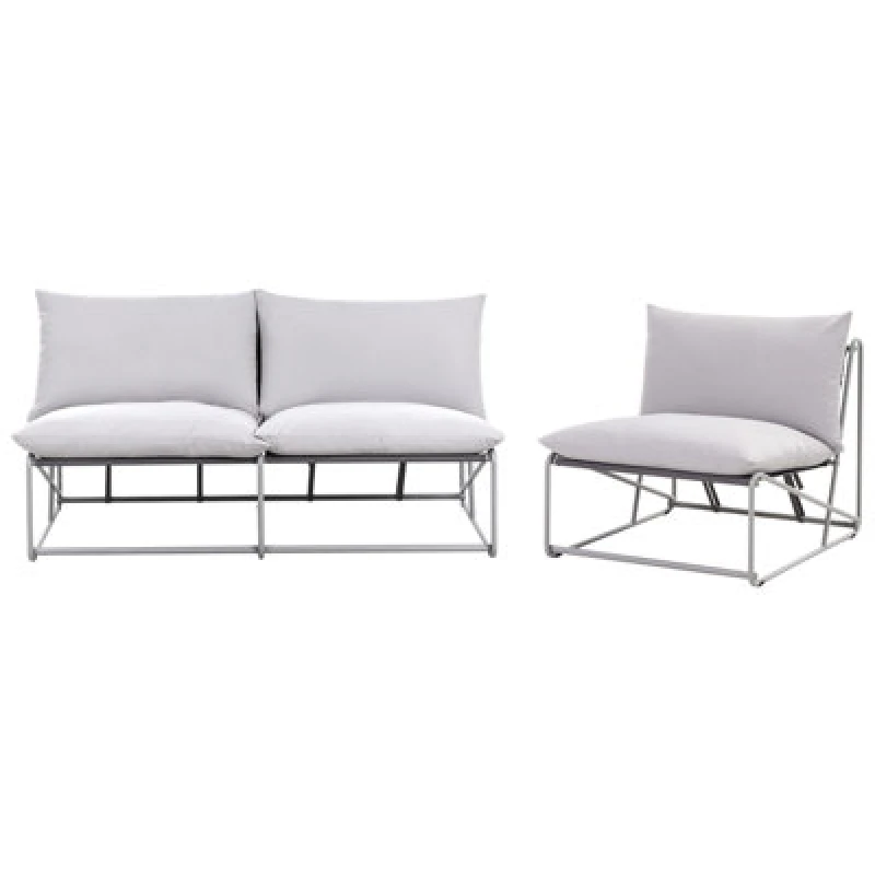 Image of Beliani Garden Sofa Set 3 Seater Pico Metal Grey