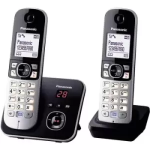 Image of Panasonic KX-TG6822 Duo DECT, GAP Cordless analogue Answerphone, Hands-free Black, Silver