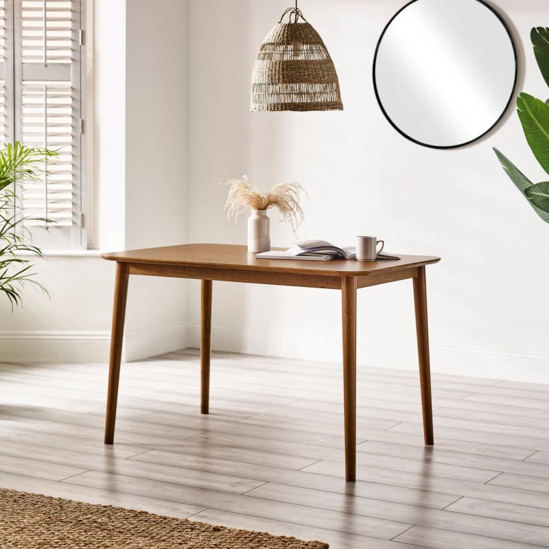 Image of FurnitureboxUK FurnitureboxUK Lynton 4 Seat Rustic Solid Wood Farmhouse Dining Table in Walnut Walnut One Size Unisex 5056542693106