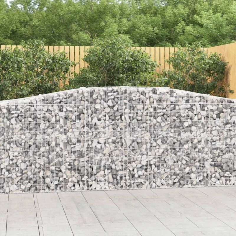 Image of vidaXL Arched Gabion Baskets 15 pcs 400x50x100/120cm Galvanised Iron, Silver 3145965