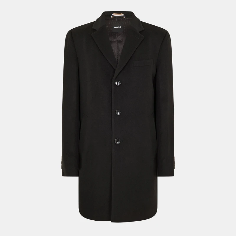 Image of Boss Mens Hyde Tailored Fit Long Formal Coat Black male 36 (46)