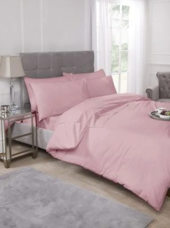 Image of New Edge Blinds Percale Duvet Set in Pink Size: Super King Pink Unisex Super King