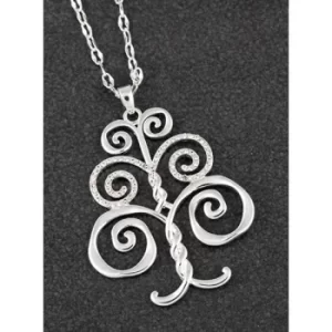 image of Artisan Tree of Life Long Silver Plated Necklace