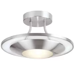 image of Semi Flush Ceiling Light Satin Chrome & Glass Modern Round Lamp & Rose Office