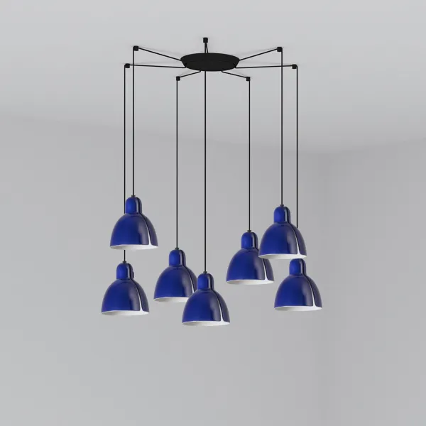 Image of Venice 7 Light Cobalt Blue Cluster Drop Pendant Lamp