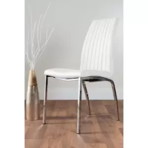 Image of 2x Isco Faux Leather Upholstered White Chrome Dining Chairs - White