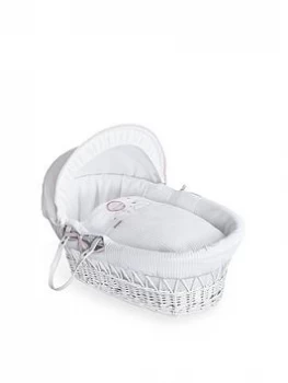 Image of Clair De Lune Over The Moon Pink - White Wicker Basket, Pink
