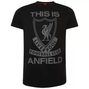 Image of Liverpool FC Mens This Is Anfield T-Shirt (S) (Black/Grey)