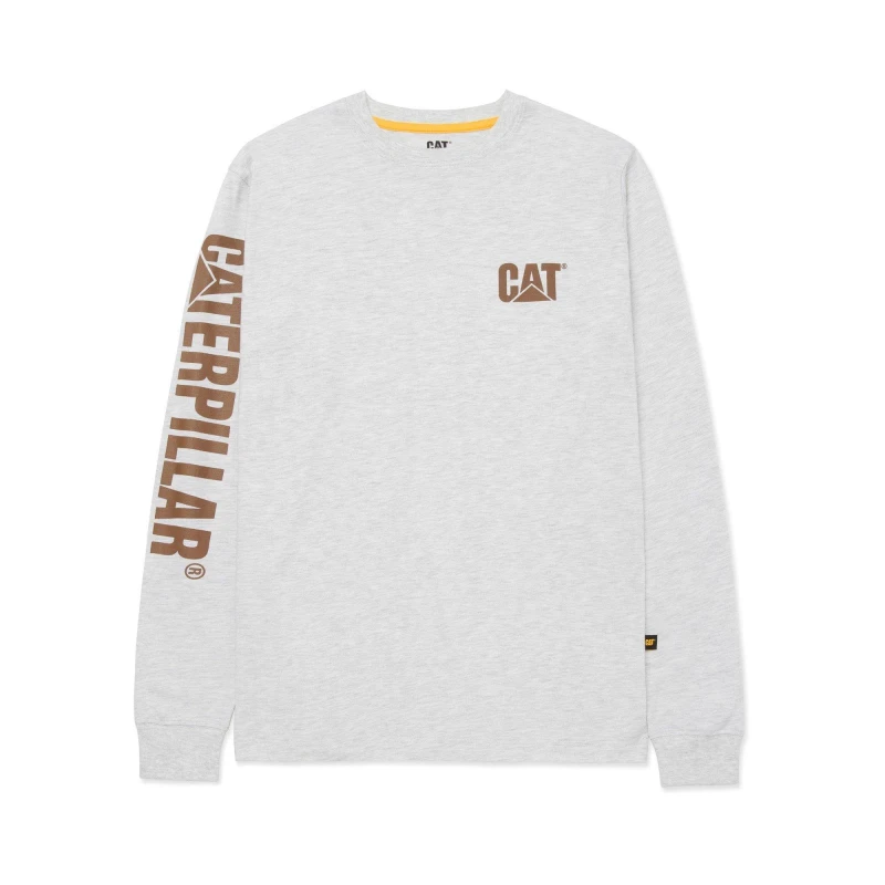 Image of Caterpillar Trademark Banner Long Sleeve T-Shirt - Cream Heather Cream Heather M