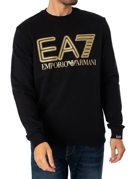 Image of EA7 Graphic Neon Sweatshirt Black/Gold S