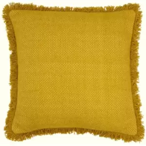 Image of Furn - Sienna Twill Woven Fringed Cushion Cover, Ochre, 45 x 45 Cm