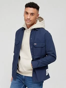 Image of Tommy Jeans Soft Solid Overshirt - Twilight Navy , Twilight Navy Size XL Men