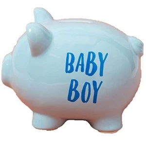 Image of 'Pennies & Dreams' Ceramic Pig Money Bank - Baby Boy