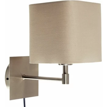 Image of Minisun - Sheldon Brushed Chrome Plug In Wall Light - Beige - No Bulb