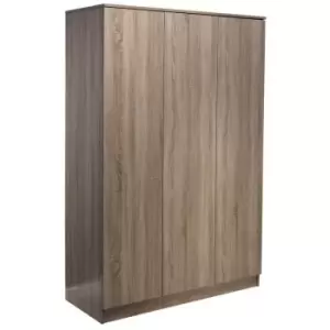 Image of Stora 3 Door Wardrobe - Rustic Oak - Brown