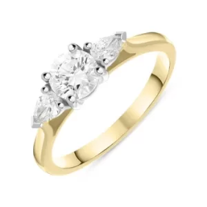 Image of 18ct Yellow Gold 0.89ct Diamond Trilogy Pear Cut Ring