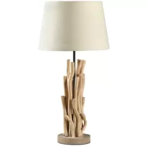 image of Onli Agar Table Lamp With Round Tapered Shade, Natural Wood