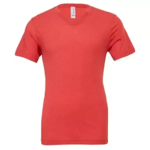 image of Canvas Mens Triblend V-Neck Short Sleeve T-Shirt (S) (Light Red Triblend)