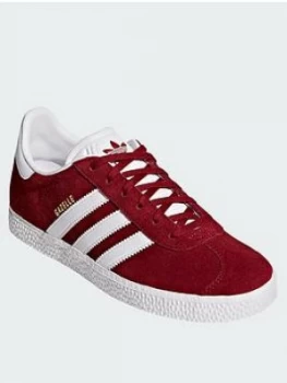 Image of adidas Originals Gazelle Junior Trainer, Burgundy/White, Size 3