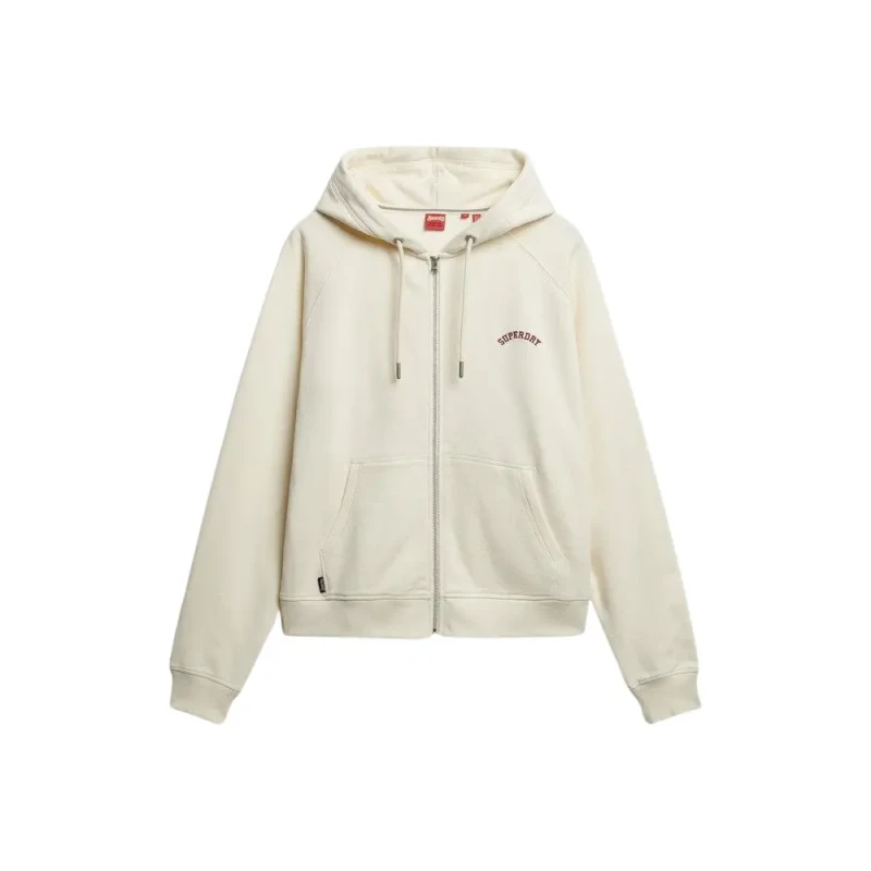 Image of Superdry Womens zip-up hoodie with raglan sleeves Superdry Logo Essential Blanc Female M