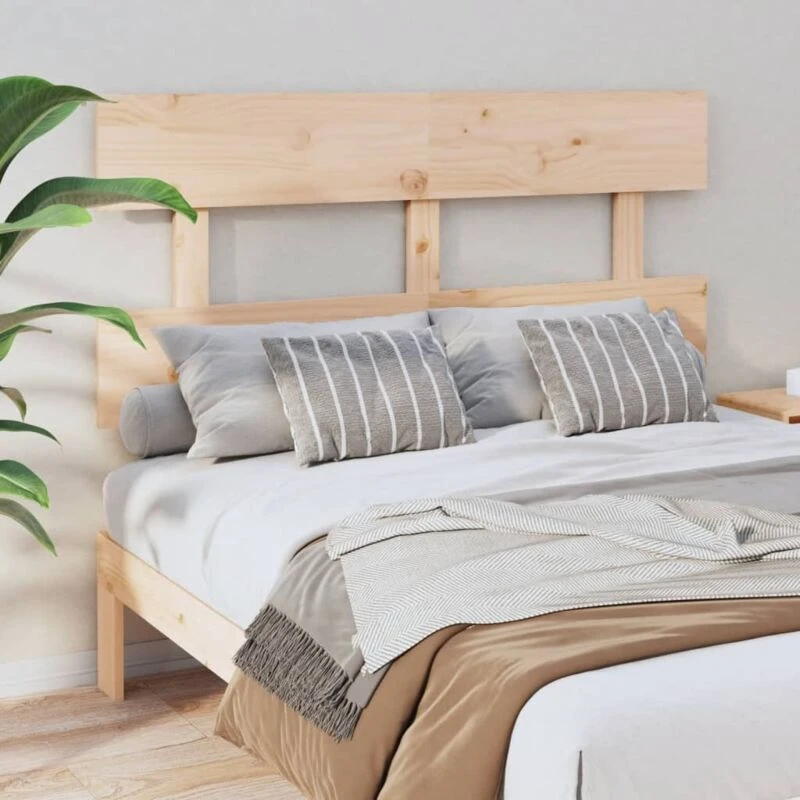 Image of Vidaxl Bed Headboard 144X3X81cm Solid Wood Pine, Brown 819070