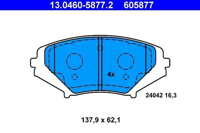 Image of ATE 13.0460-5877.2 Brake pad set excl. wear warning contact Brake Pad Set,disc brake (402)