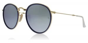 Image of Ray-Ban 3517 Folding Round Sunglasses Gold / Blue 001/30 51mm
